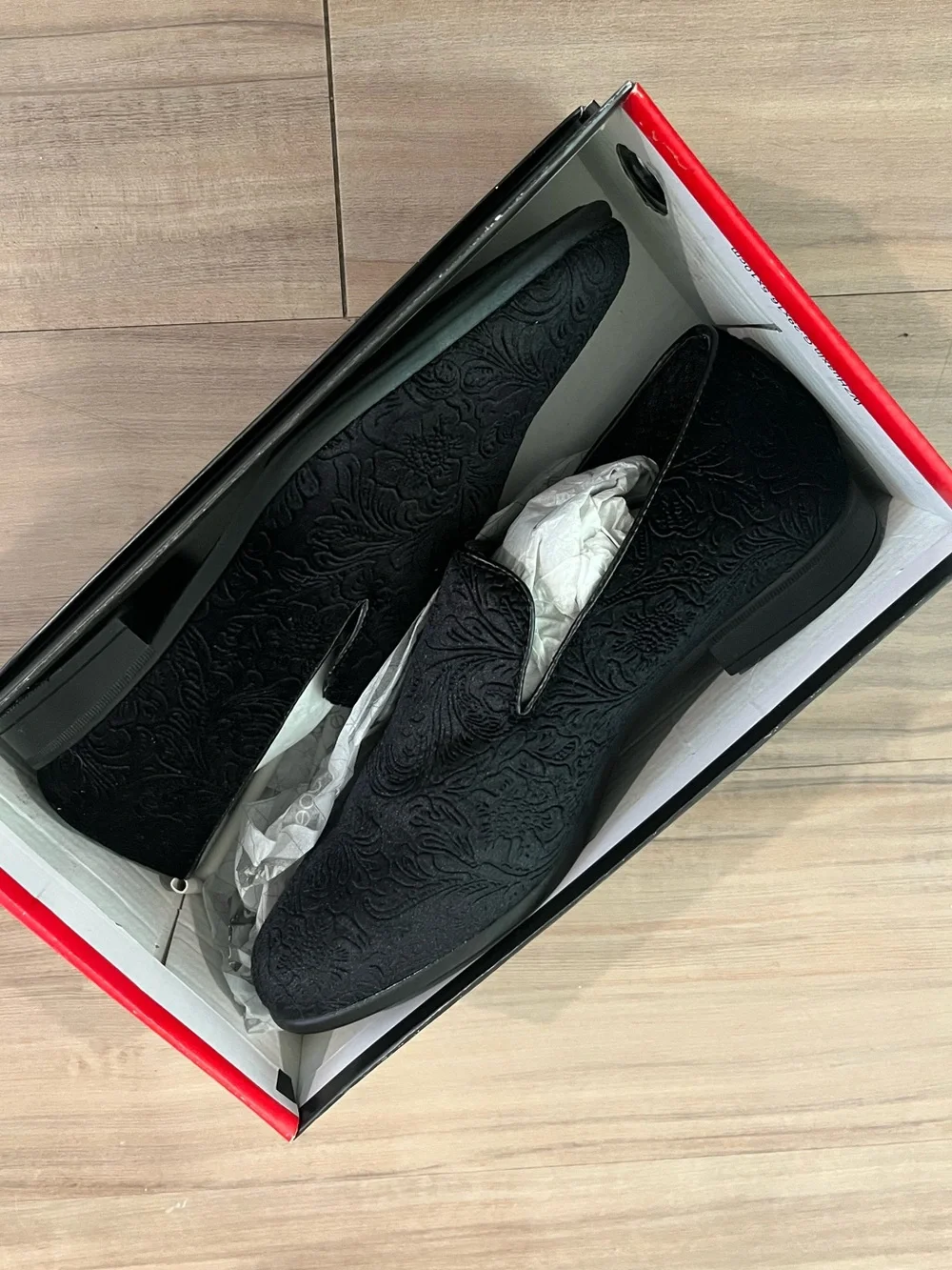 Black Embossed Velvet Loafers